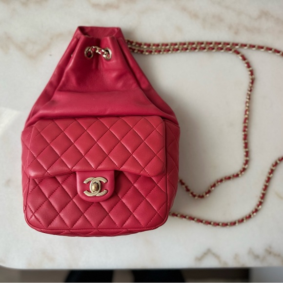 CHANEL, Bags, Chanellambskin Quilted Large In Seoul Backpack Dark Pink